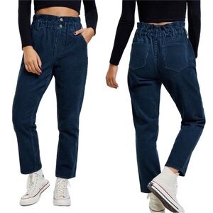 PacSun Corduroy Paperbag Waist High Waisted Mom Jeans in Pond Blue Size 30